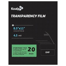 KOALA Transparency Film for Inkjet/Laser Jet Printers - 8.5 x 11 Inch 20 Shee...
