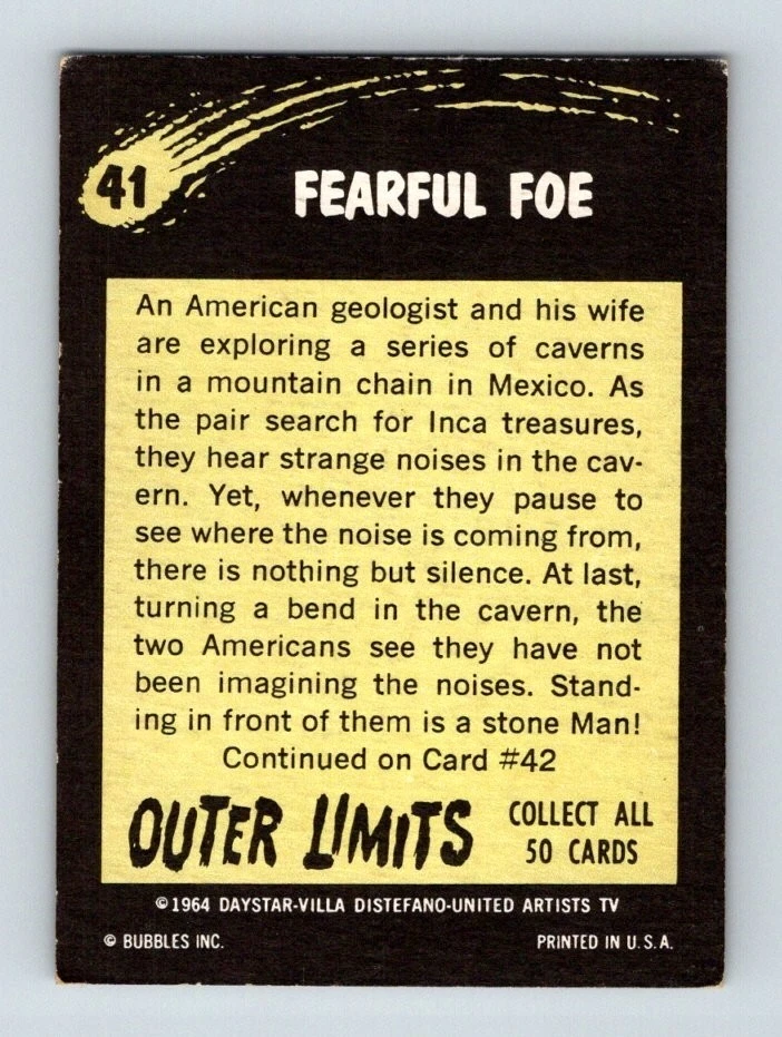 1964 TOPPS OUTER LIMITS (BUBBLES INC.) - "FEARFUL FOE" #41 Free Shipping - Image 2 of 2