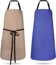2 Pack Kitchen Aprons, Waterproof and Oil Resistant with 2 Pockets, Adjustable N