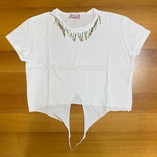 Top Apparel T-Shirt Crop Top Frangia Perline Colorate Boho Hippie Bohemien