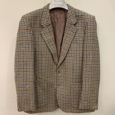 Vintage houndstooth pure wool handwoven tweed hunting jacket blazer 40R