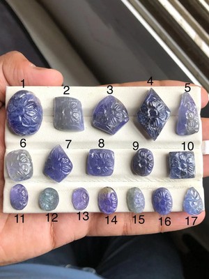 AAA Tanzanite Carving Gemstone: Bi-Color Violet-Blue Crystal. Tzc#3