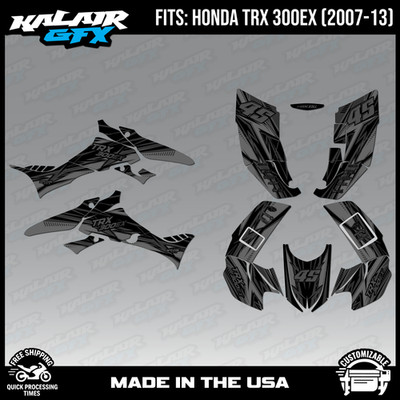 Graphics Kit for HONDA TRX 300EX (2007-2013) 16 Mil Shred - SMOKE