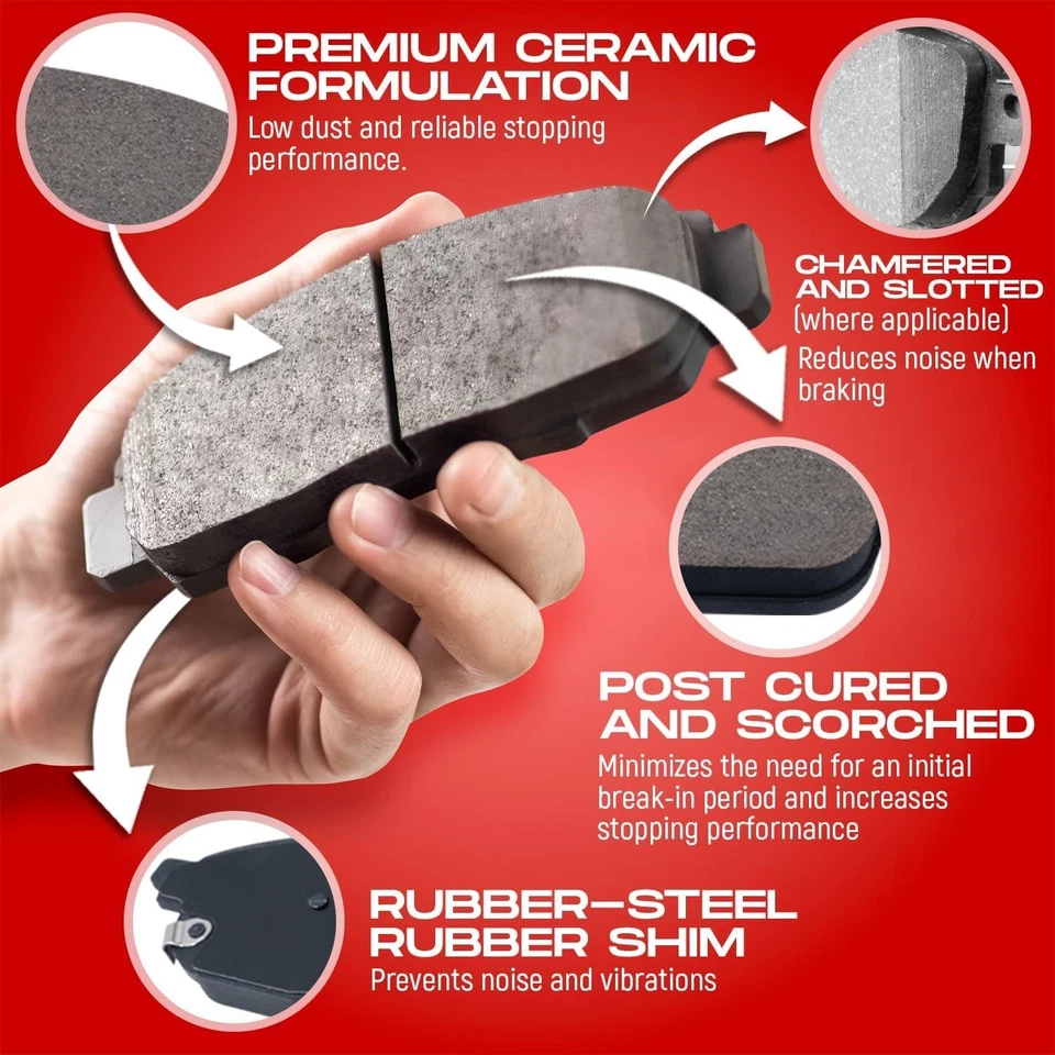 R1 Concepts Rear Rotors+Ceramic Brake Pads for 92-96 ES300 Camry 99-03 RX300 FWD - Image 3 of 4