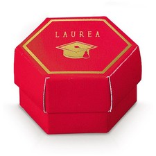 SCATOLINA ROSSA TOCCO BOMBONIERE LAUREA CONFETTATA PORTACONFETTI