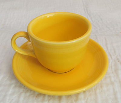 1 ea. Fiesta Homer Laughlin Post 86 Sunflower Cup & Saucer Set Coffee/Tea  ''EC''