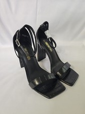 Dream Pairs Black Chunky Block Square Toe Croc Print Prom,Homecoming,Dance Heels