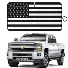 Windshield US Flag Sun Shade UV Block Cover Foldable For Chevy Silverado 2500 HD