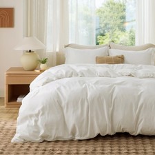 Bedsure Duvet Cover Queen Size, Double 90"X90" , 02 - Cream White