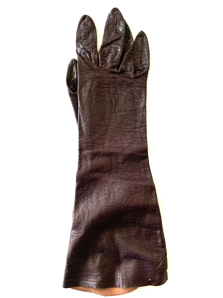 Vintage CHAPMAN Brown Gloves Kid Leather Elbow Length Women's Size 7 1/2 USA - Image 3 of 4
