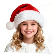 Kids Santa Toddler Hat: Xmas Holiday Velvet Comfort Hats Extra Thicken Red