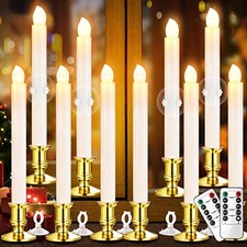 Window Candles LED Battery Operated Christmas Candles for 10 Pack Gold Base