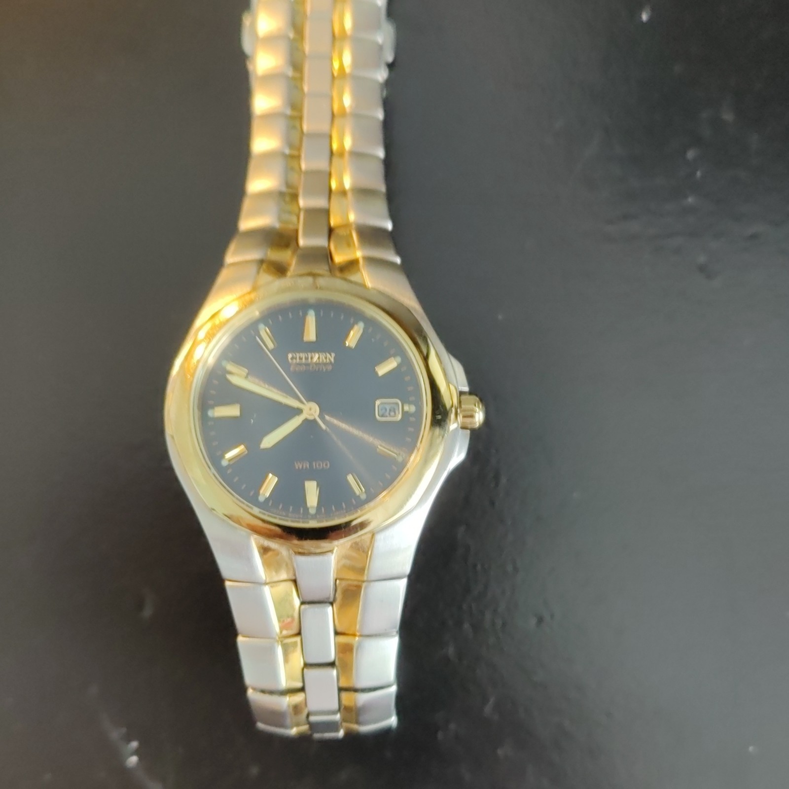 Citizen Eco-Drive Man's Two-Tone Bracelet Blue Dial Date 100m Watch