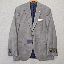 Cremieux Zelander Loro Piana Merino Wool Blazer Jacket Gray Fine Check Sz 42R