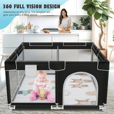Baby Playpen With Mat,Soft Padded Baby Fence Baby Playpen