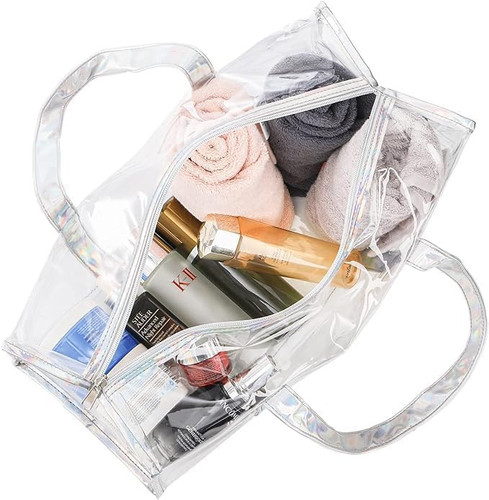 2 Pack Clear Duffle Bag for Women, Heavy Duty Sports Tote Gym Bag, Large PVC ... - Picture 4 of 6