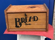 Vintage MCM Wooden Farm House Bread Box Kitchen Storage Rustic 15.5”x 7.5” x 8.5