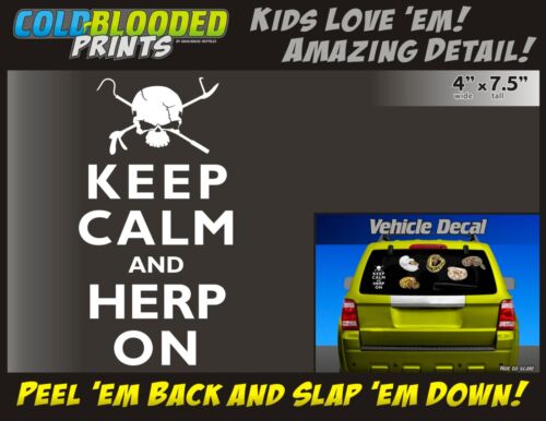 Keep Calm And Herp On Vehicle Decal Cold Blooded Prints Car Sticker Reptile  - Afbeelding 1 van 2