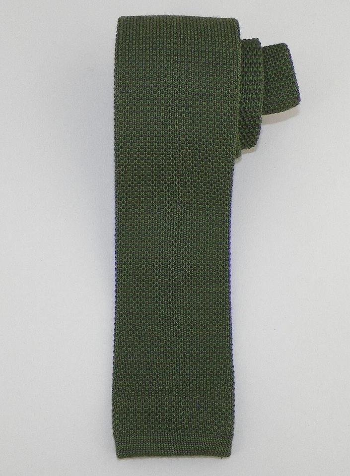 Corbata DOLCEPUNTA Para Hombres Lana Tejida Verde Gris GEOMÉTRICA Hecha a Mano Italia Nueva Sin Etiquetas Foto 2 de 3