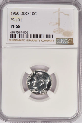 1960 Roosevelt Dime Proof DDO FS-101 NGC PF 68 PR68 Gem Silver Coin 10C