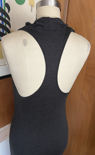 Maxi Vestido HELMUT Lang Bodycon Cuello Cortina Sin Mangas P Capucha Cuello Gris Corredor Espalda - Imagen 6 de 8