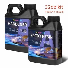 Crystal Clear Epoxy Resin 32OZ Kit - Self-Leveling - Fast Cure 1:1 AB 2 Part