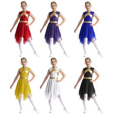 Girls Dresses Worship Costume Sleeveless Dress Praise Dancewear Breathable Gown