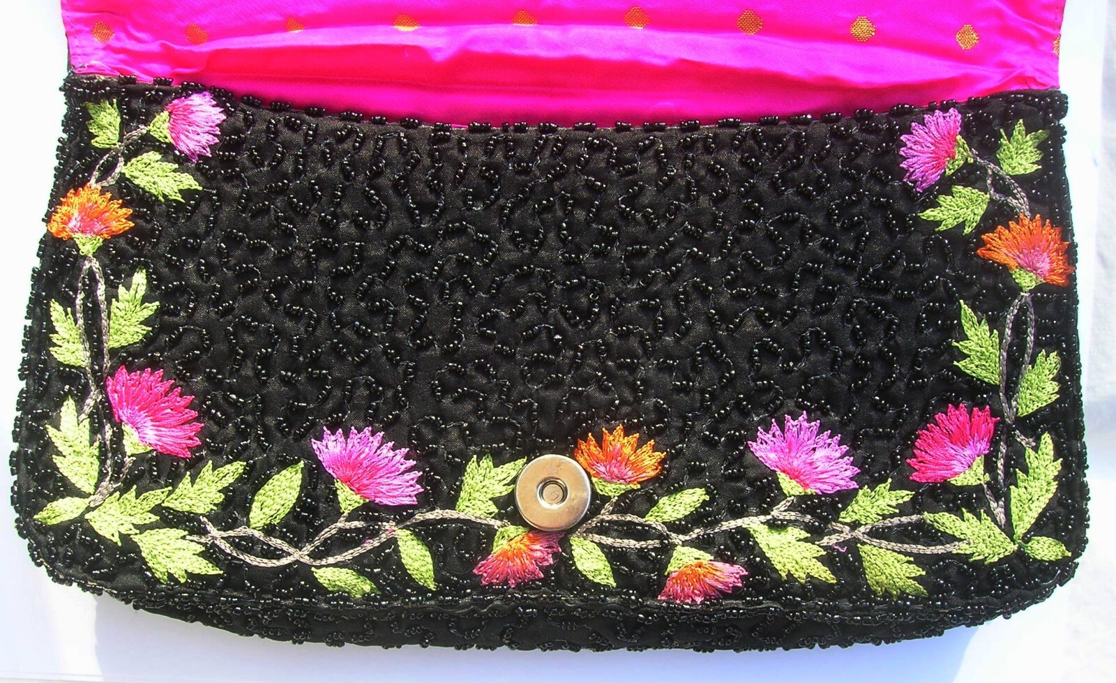 WHISTLES BEADED EMBROIDERED CLUTCH BAG PURSE SILK HAND MADE IN INDIA
