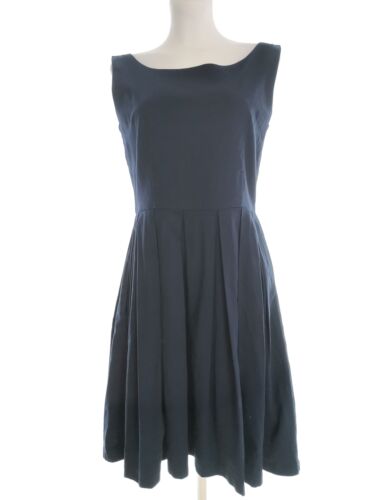 Lindy Bop Vintage  Size 12 (38) Navy Midi A-Line Dress Cotton Sleeveless - Picture 1 of 5