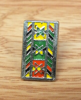 Silver Tone Multi Color Small Rectangle Zimbabwe Flag Style Collectible Pin 