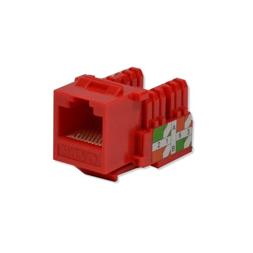 50 pack lot Keystone Jack Cat6 Red Network Ethernet 110 Punchdown 8P8C - Picture 2 of 3
