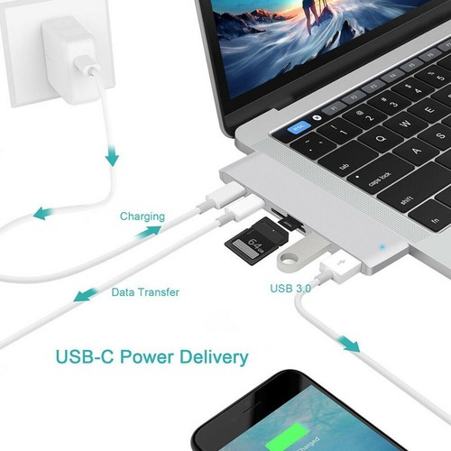 6in1 USB C Hub für MacBook Pro Dual Typ C Adapter HDMI 4K USB 3.1 Kartenleser - 第 7/8 張圖片
