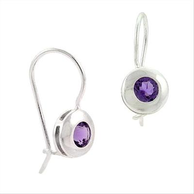 925 Silber Amethyst runde Ohrhänger