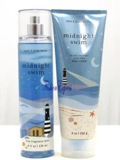 BATH & BODY WORKS MIDNIGHT SWIM BODY MIST & BODY CREAM SET *FULL SIZE*