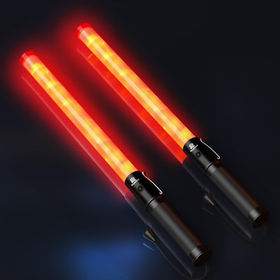 2 Pack Traffic Wand, 21 Inch Led Traffic Control Wands with 2 Flashing Modes, Sa