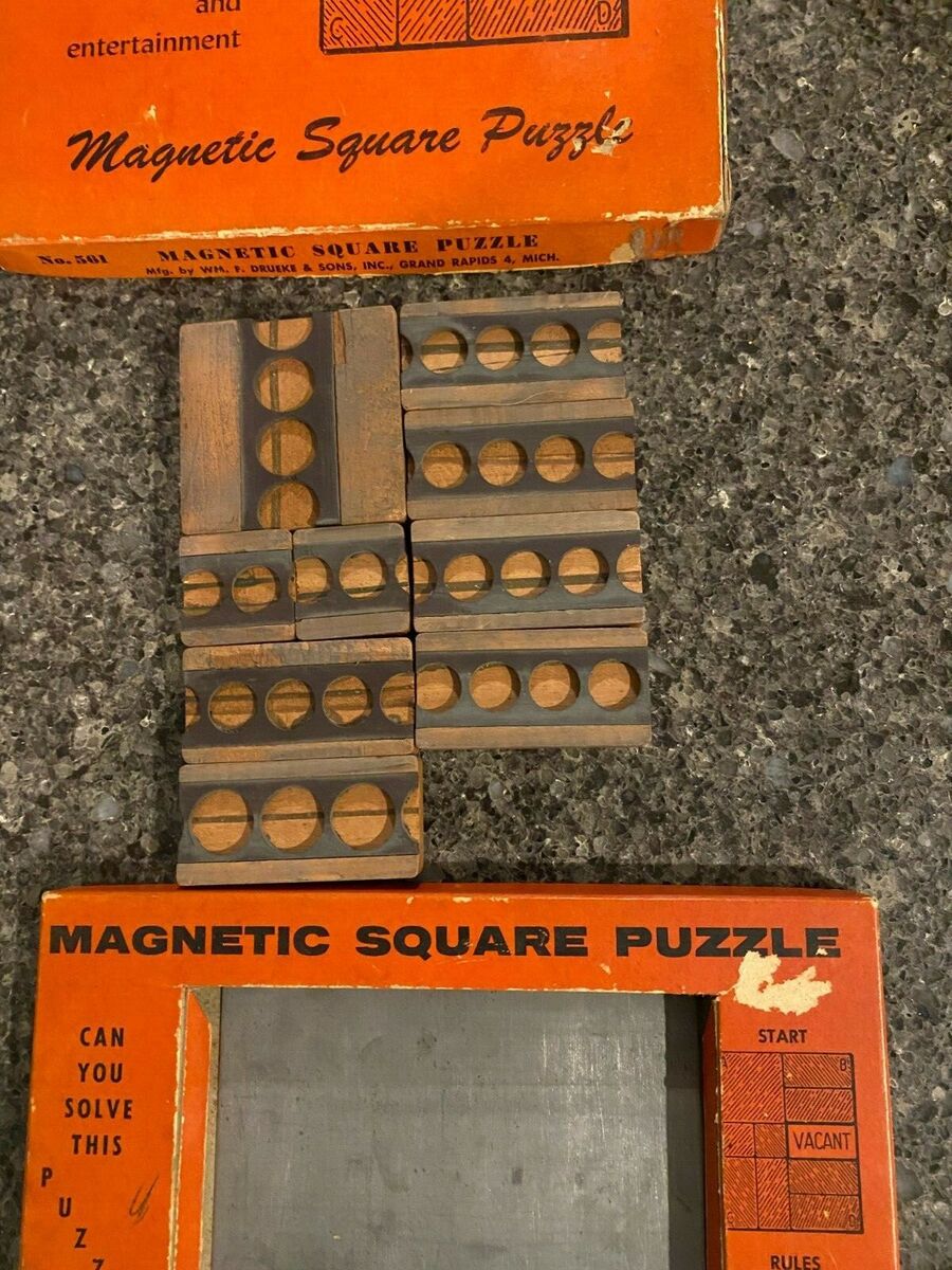 Dureke & Sons Wood Magnetic Square Solitaire Puzzle 1961