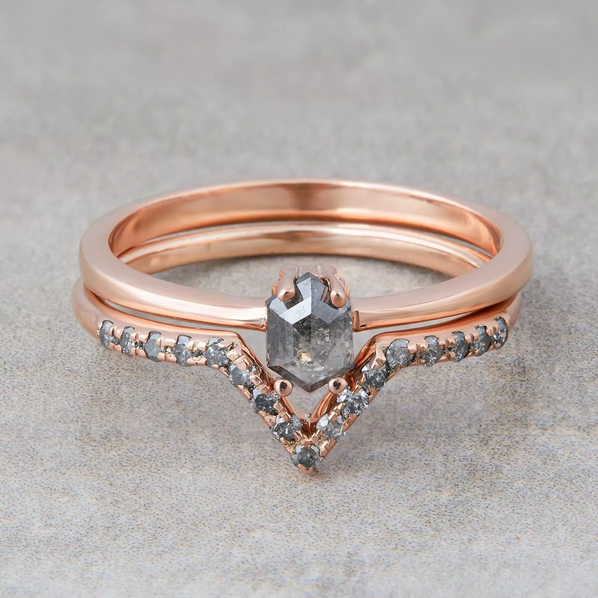 Hexagon rose gold ring sale