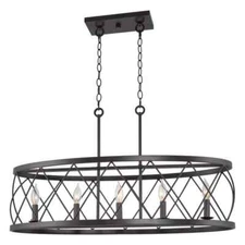 Kira Home Eleanor 60-Watt 5-Light Oil-rubbed Bronze Island Light Pendant Light,