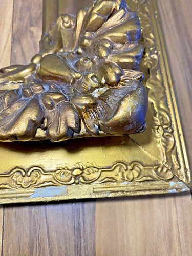 VTG Ornate Wood Gesso Picture Frame 23 1/4" x 27 1/4" fits 16 x 20 TLC Damage #2 - Picture 9 of 24