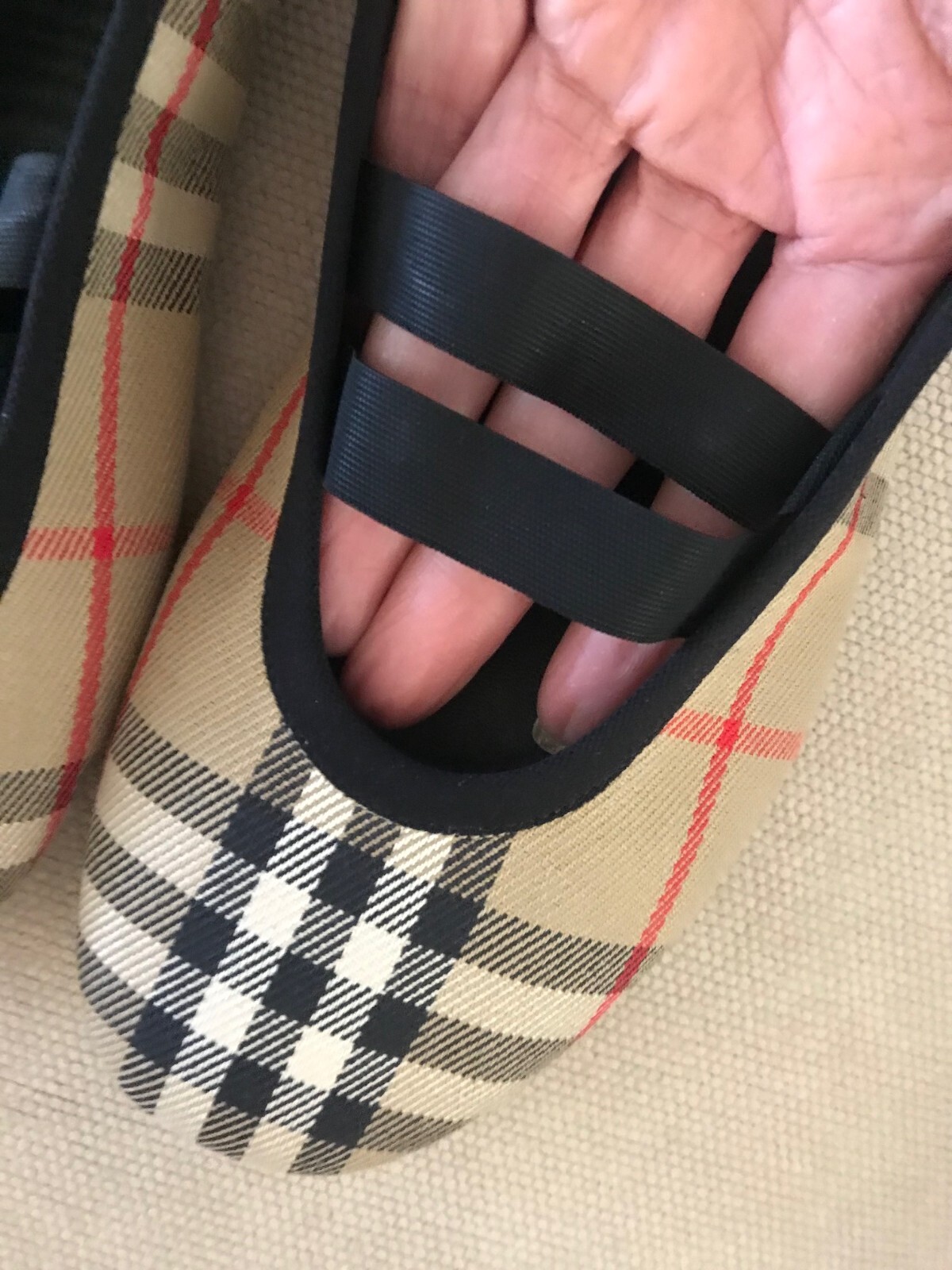 New Auth BURBERRY Shoes Flat Ballerina Grace Women Logo Check Canvas EU37 NWOB thumbnail 13