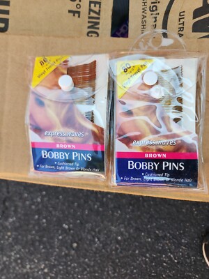 Bobby Pins 2  Light Brown 160 - 2 Travel Pouchs (80 ea) Made In USA NEW