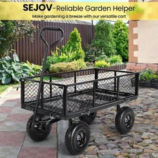 Garden Carts Steel Utility Foldable Cart Garden Beach Wagon, 550 Pound Capacity