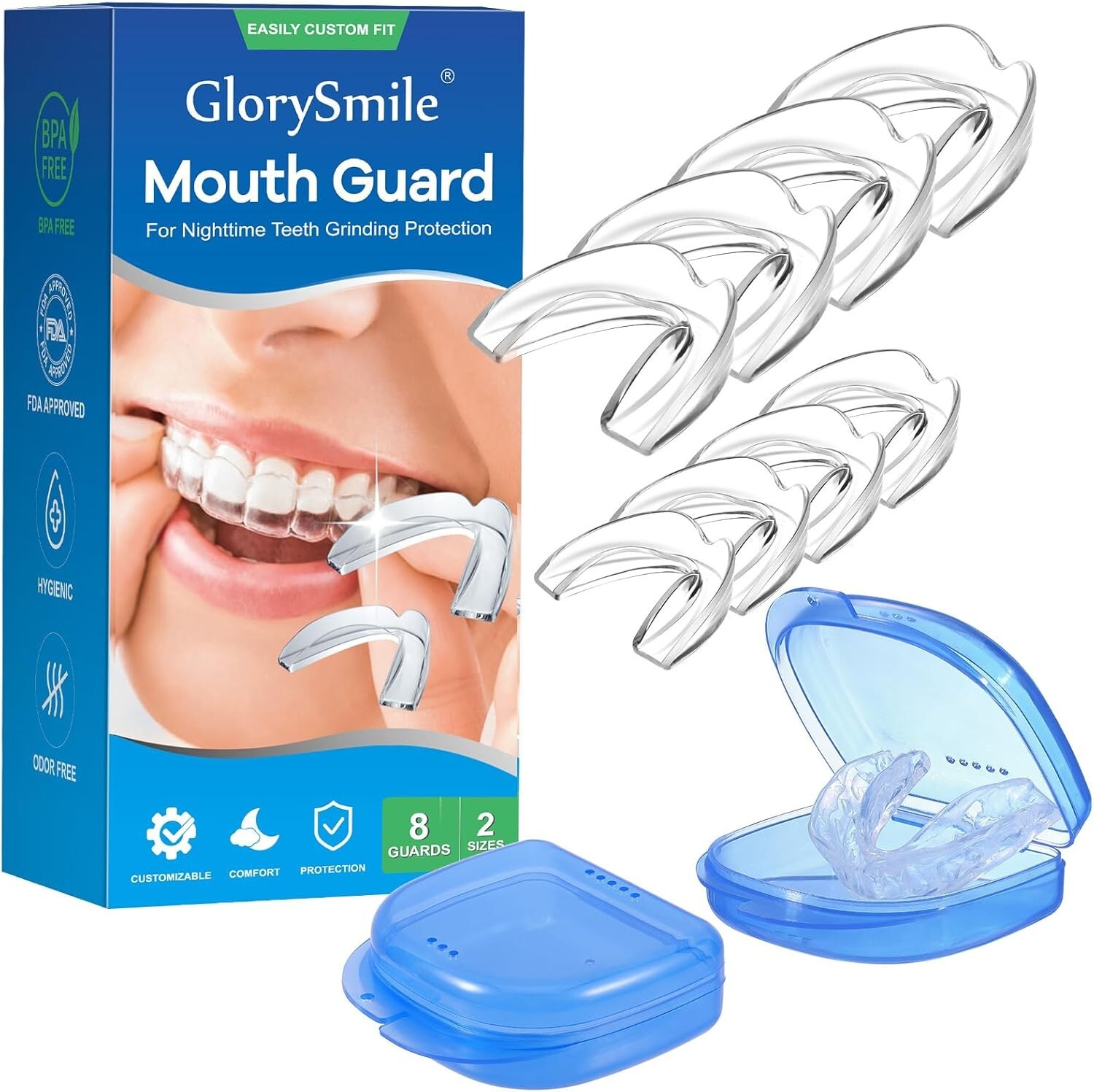 Protector de dientes bucal dental para bruxismo los nervios rechinar apretar 8pc