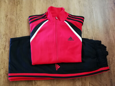 black and red adidas tracksuit bottoms