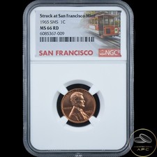 1965 Lincoln Memorial Cent SMS NGC MS66RD Red Special Mint Set!!!!