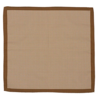 VANNUCCI Milano Handmade Brown Houndstooth Silk Pocket Square NEW 35cm x 32cm