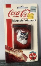 Sealed Vintage 1997 Coca Cola Polar Bear Magnet Holding Coke Bottle Stars Stripe