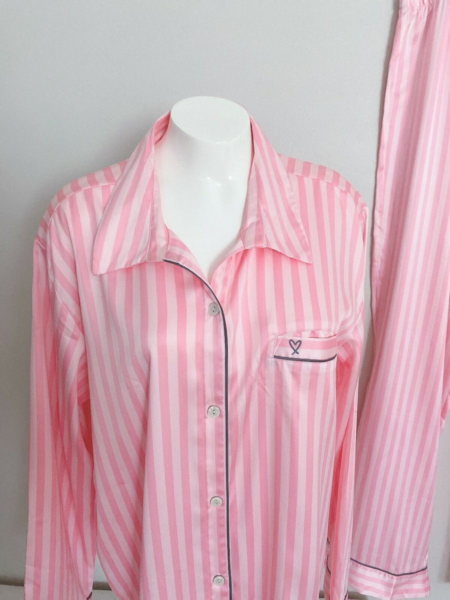 $90 Victoria Secret Satin Afterhours Pajama PJ Set PINK ICONIC
