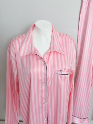 $90 Victoria Secret Satin Afterhours Pajama PJ Set PINK ICONIC