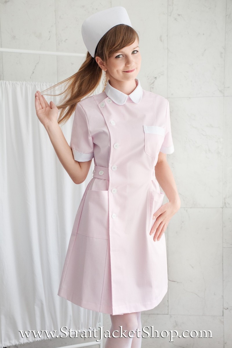 Pink Nurse Uniform High Quality, 100% Cotton With Nurse Cap Pink/ Scrubs